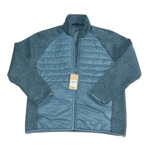 Asics Men's Puffer Knit Mixer Jacket 2.0 Foggy Teal Zip Up (2011C886) Size 2XL